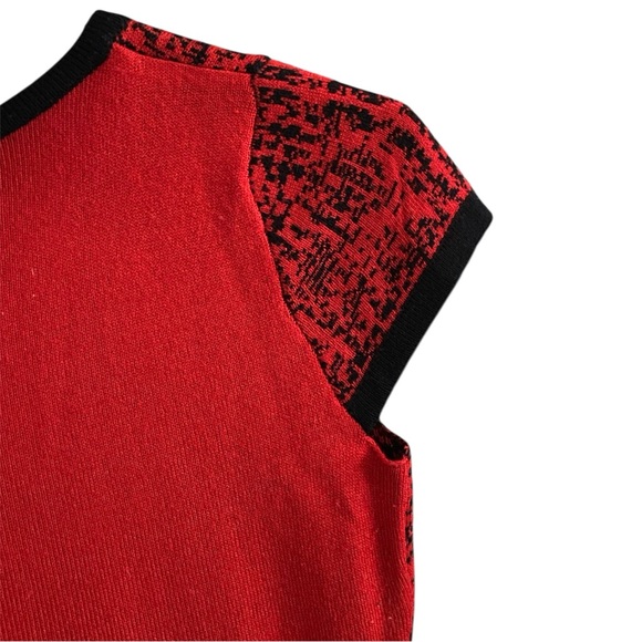 Maggy London Sweater Dress Fit And Flare Cap Sleeve Small Red Preppy Mod Grunge - Picture 4 of 6